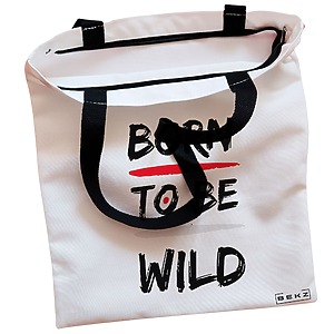 Alternative view of Geanta Canvas Tote pentru femei, model Born to be wild, 38x34.5 cm, Alba, BEKZ®