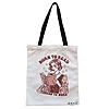 Geanta Canvas Tote pentru femei model Born to read Forced to work 38x34.5 cm Alba BEKZ®