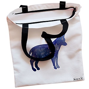 Alternative view of Geanta Canvas Tote pentru femei, model Caine Astral, 38x34.5 cm, Alba, BEKZ®