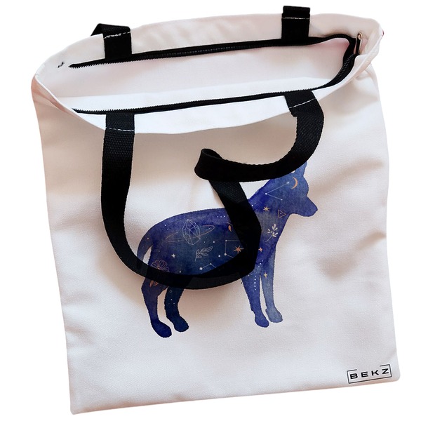 Geanta Canvas Tote pentru femei, model Caine Astral, 38x34.5 cm, Alba, BEKZ® 2 Geanta Canvas Tote pentru femei model Caine Astral 38x34.5 cm Alba BEKZ® 1