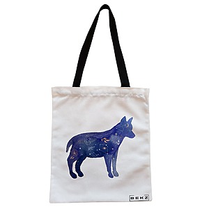 Geanta Canvas Tote pentru femei, model Caine Astral, 38x34.5 cm, Alba, BEKZ®