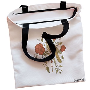 Alternative view of Geanta Canvas Tote pentru femei, model Cantec Floral, 38x34.5 cm, Alba, BEKZ®