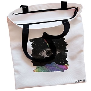 Alternative view of Geanta Canvas Tote pentru femei, model Celestial Eye 10, 38x34.5 cm, Alba, BEKZ®