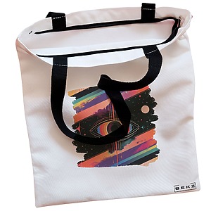 Alternative view of Geanta Canvas Tote pentru femei, model Celestial Eye 11, 38x34.5 cm, Alba, BEKZ®
