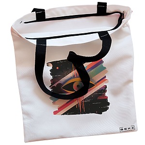 Alternative view of Geanta Canvas Tote pentru femei, model Celestial Eye 12, 38x34.5 cm, Alba, BEKZ®