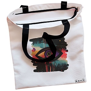 Alternative view of Geanta Canvas Tote pentru femei, model Celestial Eye 13, 38x34.5 cm, Alba, BEKZ®