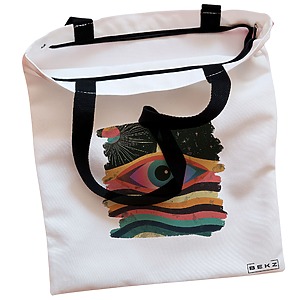 Alternative view of Geanta Canvas Tote pentru femei, model Celestial Eye 16, 38x34.5 cm, Alba, BEKZ®