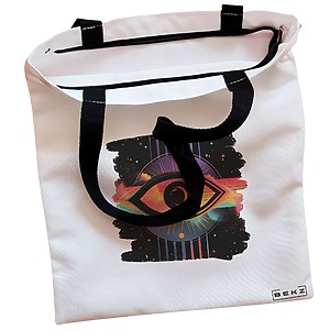 Alternative view of Geanta Canvas Tote pentru femei, model Celestial Eye 17, 38x34.5 cm, Alba, BEKZ®