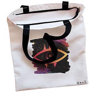 Alternative view of Geanta Canvas Tote pentru femei, model Celestial Eye 18, 38x34.5 cm, Alba, BEKZ®