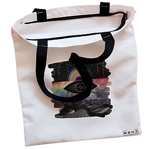 Alternative view of Geanta Canvas Tote pentru femei, model Celestial Eye 19, 38x34.5 cm, Alba, BEKZ®
