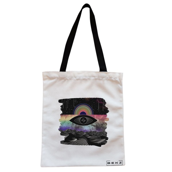 Geanta Canvas Tote pentru femei, model Celestial Eye 19, 38x34.5 cm, Alba, BEKZ® 1 Geanta Canvas Tote pentru femei model Celestial Eye 19 38x34.5 cm Alba BEKZ®