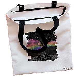 Alternative view of Geanta Canvas Tote pentru femei, model Celestial Eye 2, 38x34.5 cm, Alba, BEKZ®
