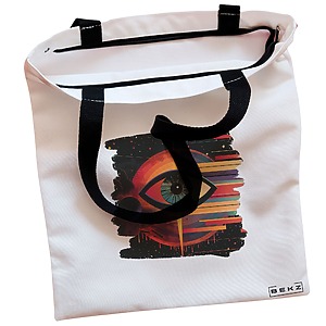 Alternative view of Geanta Canvas Tote pentru femei, model Celestial Eye 20, 38x34.5 cm, Alba, BEKZ®