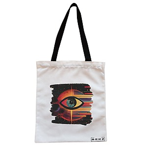 Geanta Canvas Tote pentru femei, model Celestial Eye 20, 38x34.5 cm, Alba, BEKZ®