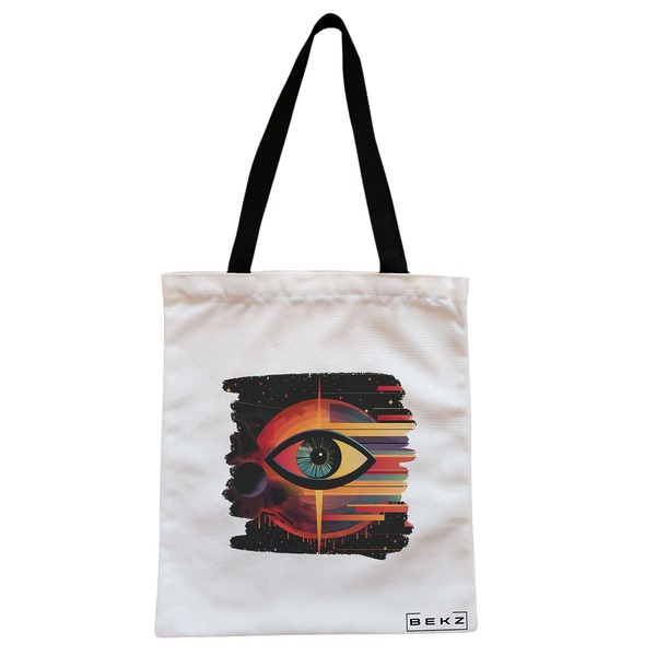 Geanta Canvas Tote pentru femei, model Celestial Eye 20, 38x34.5 cm, Alba, BEKZ® 1 Geanta Canvas Tote pentru femei model Celestial Eye 20 38x34.5 cm Alba BEKZ®