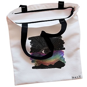 Alternative view of Geanta Canvas Tote pentru femei, model Celestial Eye 5, 38x34.5 cm, Alba, BEKZ®