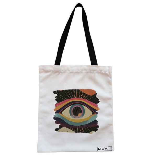 Geanta Canvas Tote pentru femei, model Celestial Eye 6, 38x34.5 cm, Alba, BEKZ® 1 Geanta Canvas Tote pentru femei model Celestial Eye 6 38x34.5 cm Alba BEKZ®