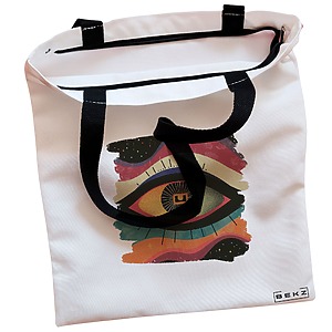 Alternative view of Geanta Canvas Tote pentru femei, model Celestial Eye 7, 38x34.5 cm, Alba, BEKZ®