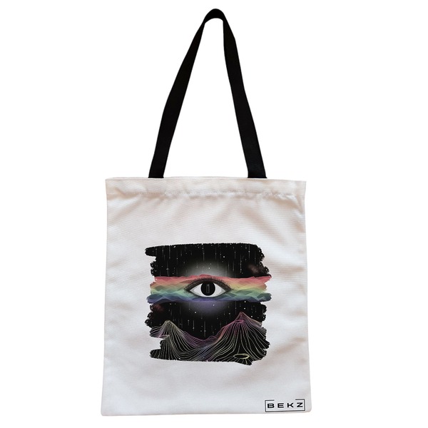 Geanta Canvas Tote pentru femei, model Celestial Eye 9, 38x34.5 cm, Alba, BEKZ® 1 Geanta Canvas Tote pentru femei model Celestial Eye 9 38x34.5 cm Alba BEKZ®