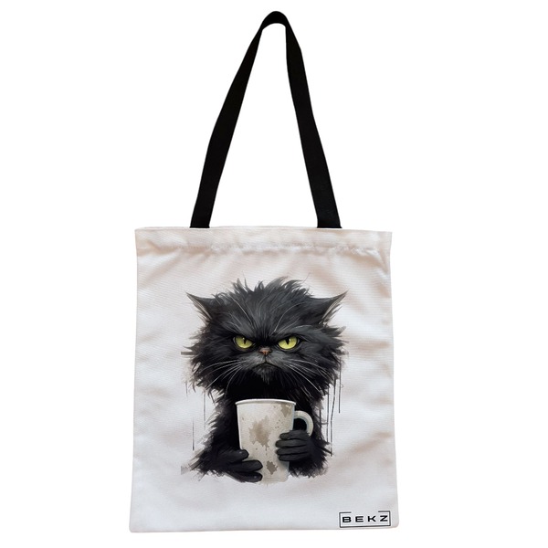 Geanta Canvas Tote pentru femei, model Coffee Addict, 38x34.5 cm, Alba, BEKZ® 1 Geanta Canvas Tote pentru femei model Coffee Addict 38x34.5 cm Alba BEKZ®