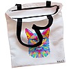 Geanta Canvas Tote pentru femei model Colorful Geometric Cat 38x34.5 cm Alba BEKZ® 1