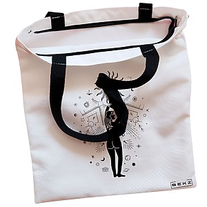 Alternative view of Geanta Canvas Tote pentru femei, model Conexiune Solara, 38x34.5 cm, Alba, BEKZ®