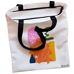 Alternative view of Geanta Canvas Tote pentru femei, model Contemplatie Abstracta, 38x34.5 cm, Alba, BEKZ®
