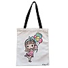 Geanta Canvas Tote pentru femei, model Cupcake girl, 38x34.5 cm, Alba, BEKZ® 4 Geanta Canvas Tote pentru femei model Cupcake girl 38x34.5 cm Alba BEKZ®