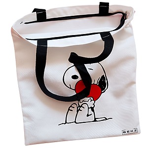 Alternative view of Geanta Canvas Tote pentru femei, model Doggo Love, 38x34.5 cm, Alba, BEKZ®