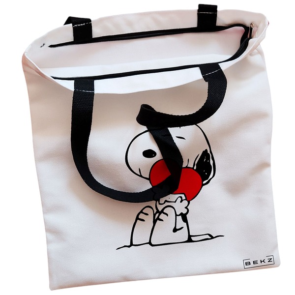 Geanta Canvas Tote pentru femei, model Doggo Love, 38x34.5 cm, Alba, BEKZ® 2 Geanta Canvas Tote pentru femei model Doggo Love 38x34.5 cm Alba BEKZ® 1