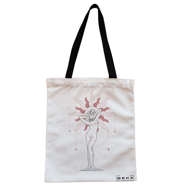 Geanta Canvas Tote pentru femei, model Feminine Solar Aura, 38x34.5 cm, Alba, BEKZ® 1 Geanta Canvas Tote pentru femei model Feminine Solar Aura 38x34.5 cm Alba BEKZ®
