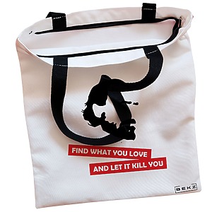 Alternative view of Geanta Canvas Tote pentru femei, model Find what you love and let it kill you, 38x34.5 cm, Alba, BEKZ®