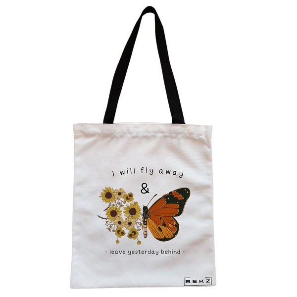 Geanta Canvas Tote pentru femei, model Flight to Freedom, 38x34.5 cm, Alba, BEKZ® 1 Geanta Canvas Tote pentru femei model Flight to Freedom 38x34.5 cm Alba BEKZ®