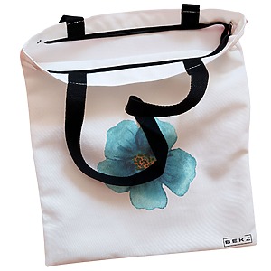 Alternative view of Geanta Canvas Tote pentru femei, model Floral Albastru, 38x34.5 cm, Alba, BEKZ®