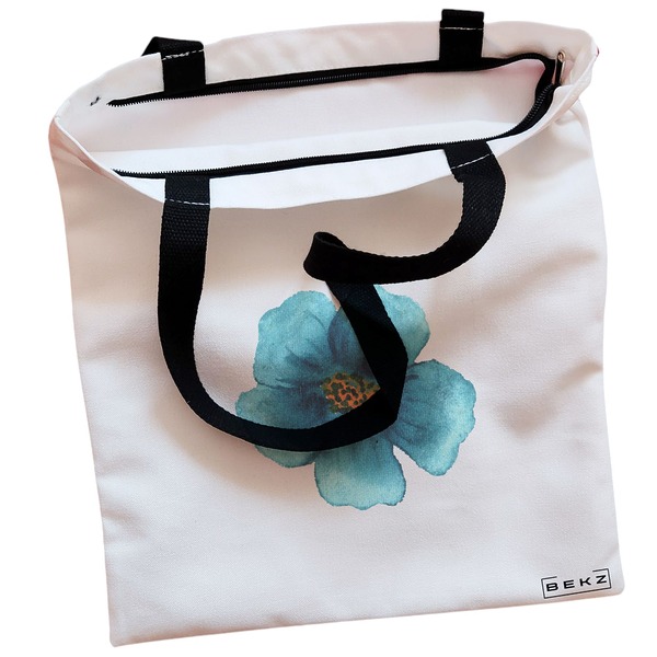 Geanta Canvas Tote pentru femei, model Floral Albastru, 38x34.5 cm, Alba, BEKZ® 2 Geanta Canvas Tote pentru femei model Floral Albastru 38x34.5 cm Alba BEKZ® 1