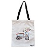 Geanta Canvas Tote pentru femei, model Floral Bike, 38x34.5 cm, Alba, BEKZ® 4 Geanta Canvas Tote pentru femei model Floral Bike 38x34.5 cm Alba BEKZ®