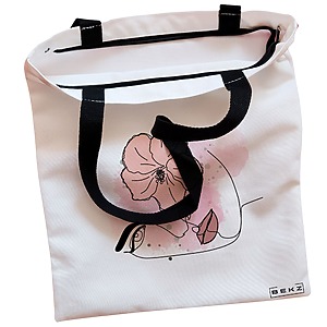 Alternative view of Geanta Canvas Tote pentru femei, model Floral Line, 38x34.5 cm, Alba, BEKZ®