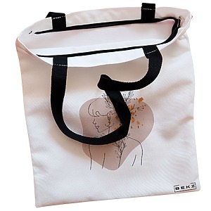 Alternative view of Geanta Canvas Tote pentru femei, model Flower Girl, 38x34.5 cm, Alba, BEKZ®