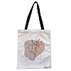 Geanta Canvas Tote pentru femei model Flower Girl 38x34.5 cm Alba BEKZ®