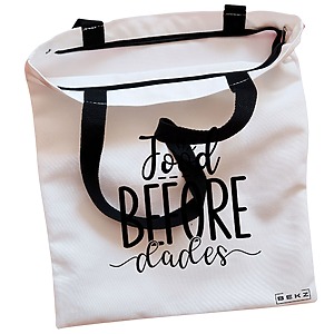 Alternative view of Geanta Canvas Tote pentru femei, model Food before dudes, 38x34.5 cm, Alba, BEKZ®