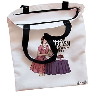 Alternative view of Geanta Canvas Tote pentru femei, model Fresh sarcas, Served Daily, 38x34.5 cm, Alba, BEKZ®