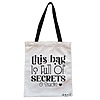 Geanta Canvas Tote pentru femei model Full of secrects and snacks 2 38x34.5 cm Alba BEKZ®