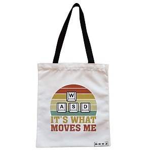 Geanta Canvas Tote pentru femei, model Gamer, 38x34.5 cm, Alba, BEKZ®