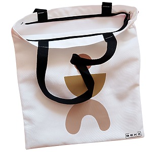 Alternative view of Geanta Canvas Tote pentru femei, model Geometric Art, 38x34.5 cm, Alba, BEKZ®
