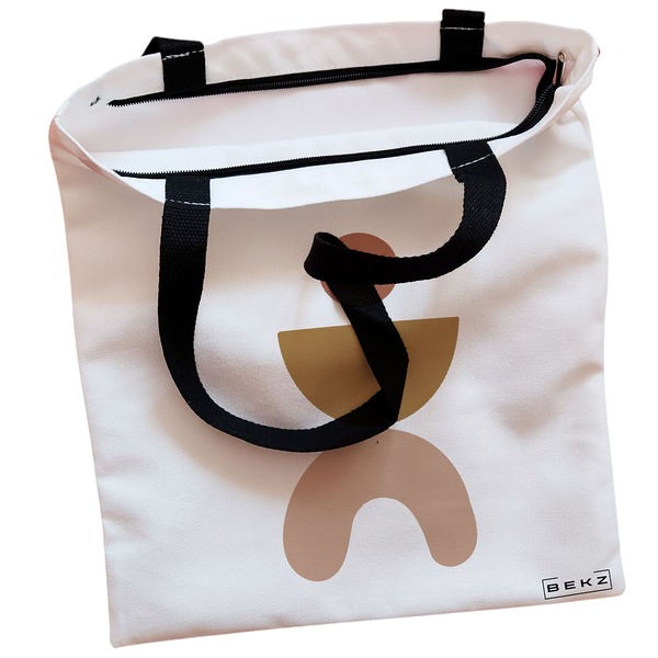Geanta Canvas Tote pentru femei, model Geometric Art, 38x34.5 cm, Alba, BEKZ® 2 Geanta Canvas Tote pentru femei model Geometric Art 38x34.5 cm Alba BEKZ® 1