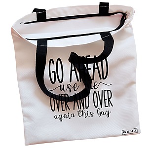 Alternative view of Geanta Canvas Tote pentru femei, model Go ahead use me, over and over again this bag, 38x34.5 cm, Alba, BEKZ®