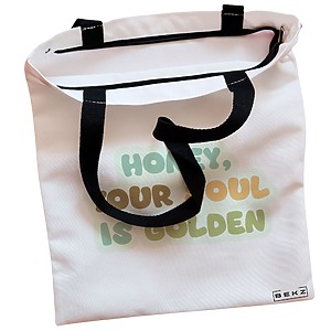 Alternative view of Geanta Canvas Tote pentru femei, model Golden Soul, 38x34.5 cm, Alba, BEKZ®