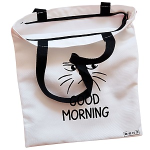 Alternative view of Geanta Canvas Tote pentru femei, model Good Morning, 38x34.5 cm, Alba, BEKZ®