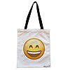 Geanta Canvas Tote pentru femei, model Happy Emoji, 38x34.5 cm, Alba, BEKZ® 4 Geanta Canvas Tote pentru femei model Happy Emoji 38x34.5 cm Alba BEKZ®
