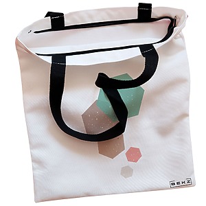 Alternative view of Geanta Canvas Tote pentru femei, model Hexagons, 38x34.5 cm, Alba, BEKZ®